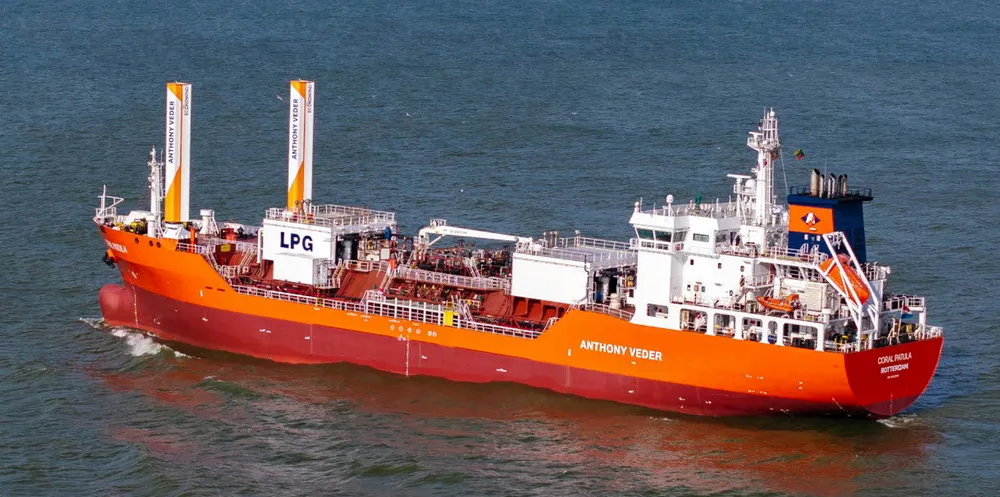 Anthony Veder has fitted two VentoFoils sails to its ethylene carrier Coral Patula and will do the same retrofit on a sister ship.