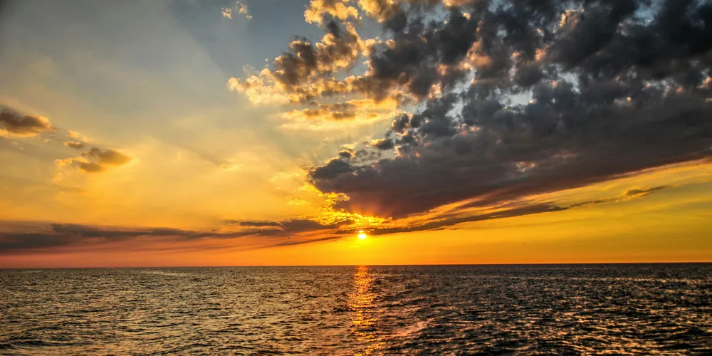 Sunset over the Baltic Sea near the Polish town of Leba.