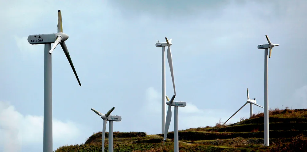Damaged wind turbines are seen in the aftermath of Hurricane Maria in Naguabo, Puerto Rico on October 2, 2017.