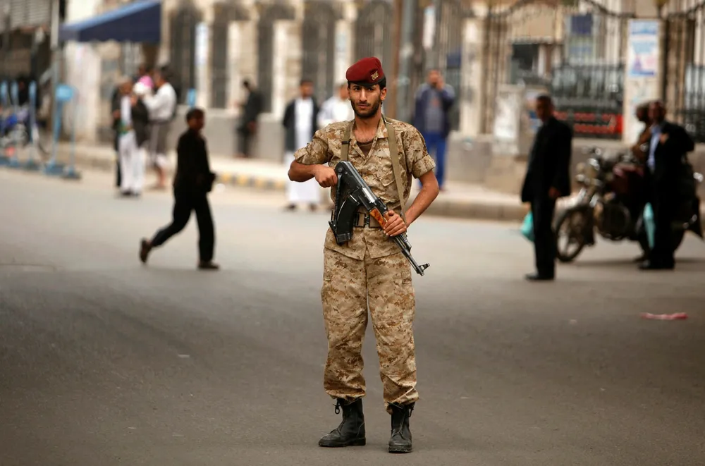 Army checkpoint: in Sana'a