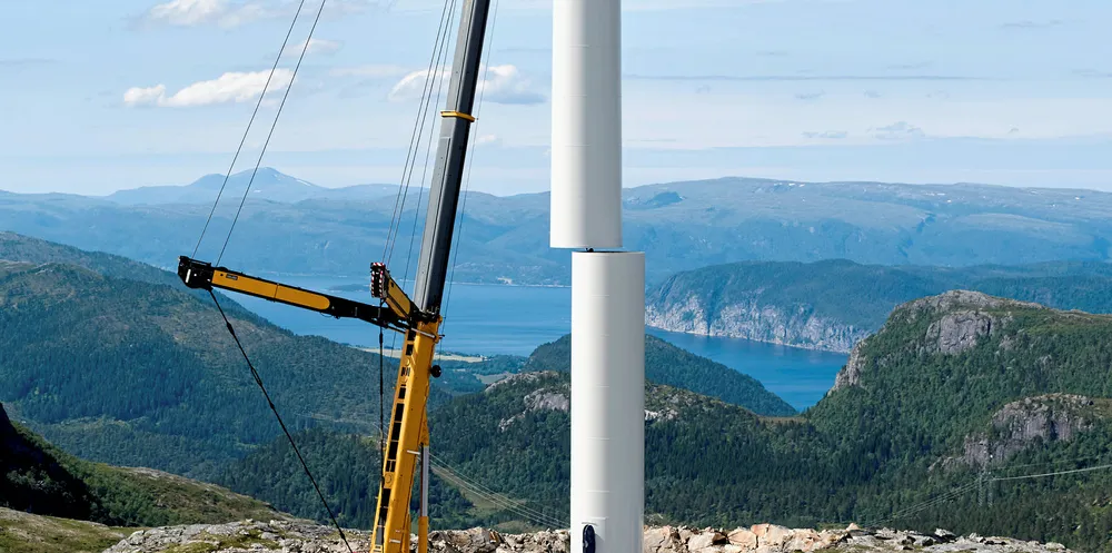 The final turbine at the 1GW Fosen complex being installed.