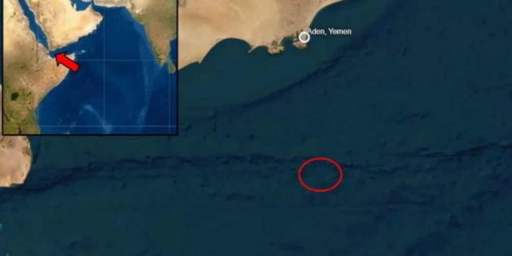 Location of latest attack on shipping in the Gulf of Aden.