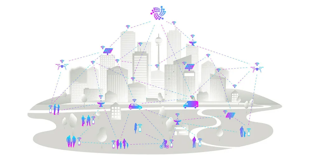 Artist's representation of the IOTA Tangle at work.