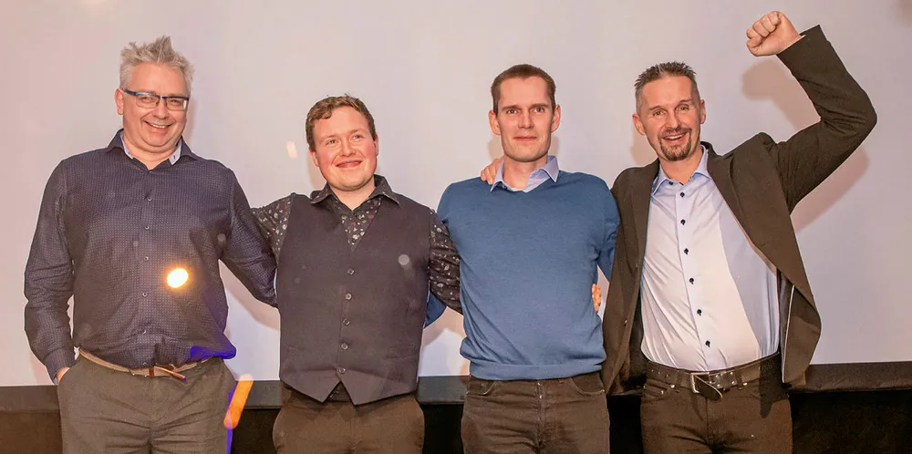 VINN-erne av VINN-konkurransen 2020: Nova Seas Johnny Hansen (t.v.), Niklaes Damkær Thomsen, Jan Terje Mikalsen og Håvard Nilsen.