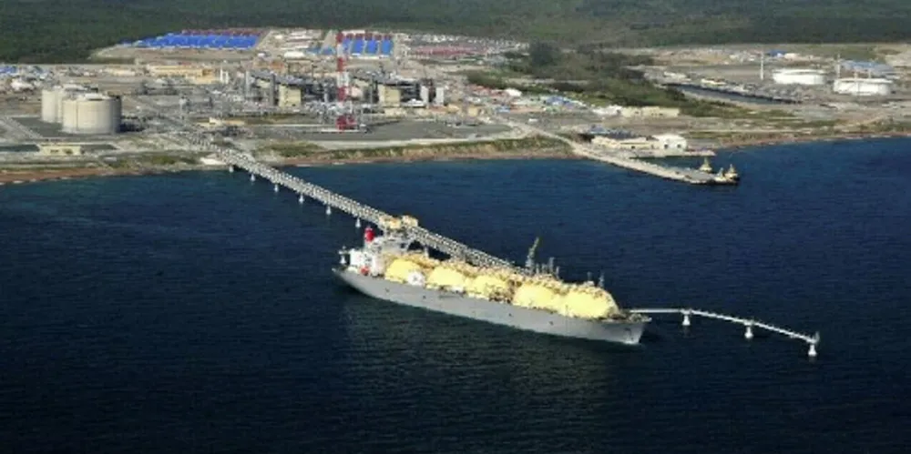 An LNG carrier at the Sakhalin 2 terminal