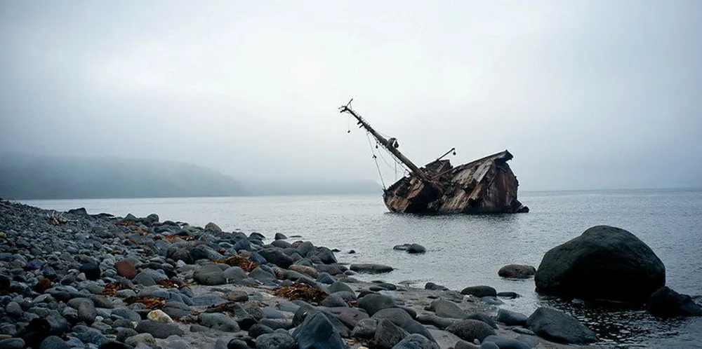 A vessel wrecked off the coast of the Kuril Islands. Russia has suspended a fisheries agreement struck with Japan in 1998.