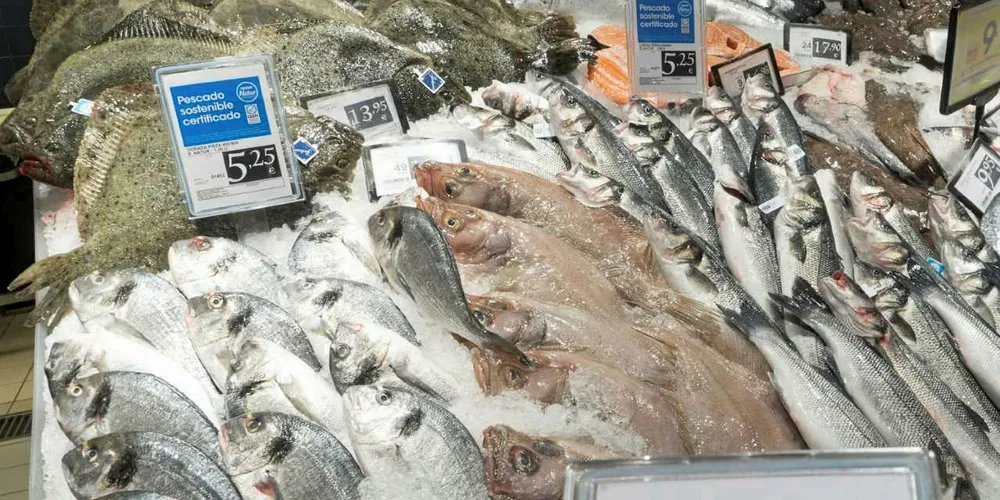 An Eroski fresh fish counter in Spain.
