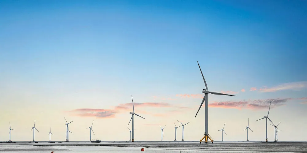 The 150MW Rudong intertidal demonstration wind farm off Jiangsu province, China