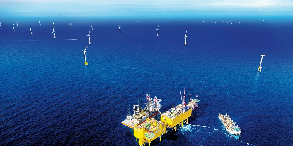 Prysmian's Giulio Verne cable-laying vessel at work on the HelWin project off Germany.