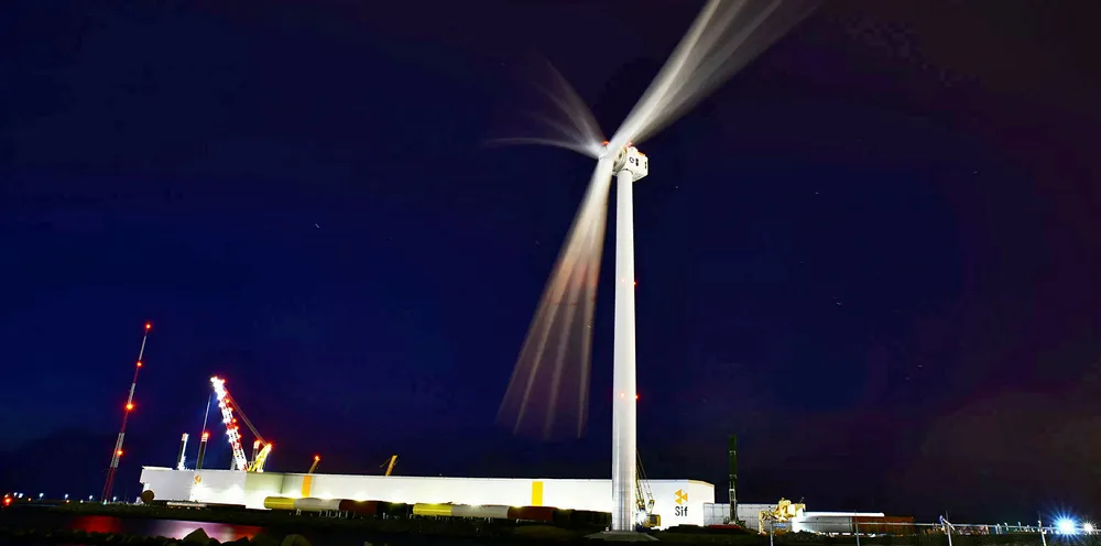 GE's Haliade-X prototype operating in the Port of Rotterdam, in the Netherlands