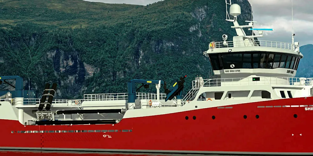 Slik ser brønnbåten ut, som Aas Mek bygger for Nova Sea Service as.