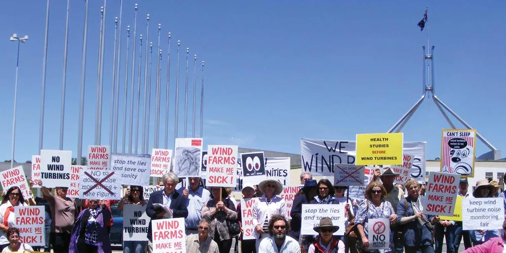 Wind opponents protesting in Canberra last November