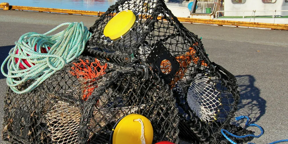FESTET PÅ ÅPNING: Den nye flåteenheten er festet på teinen, men flyter opp i havet, som sikrer at fiskerne finner teinene sine igjen.