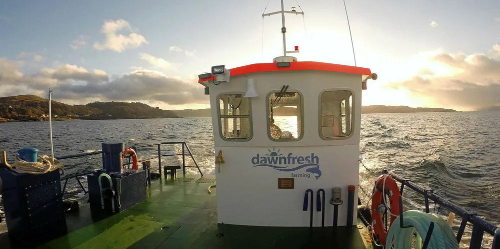 Dawnfresh Seafoods boat, the Falls of Lora in Loch Etive.