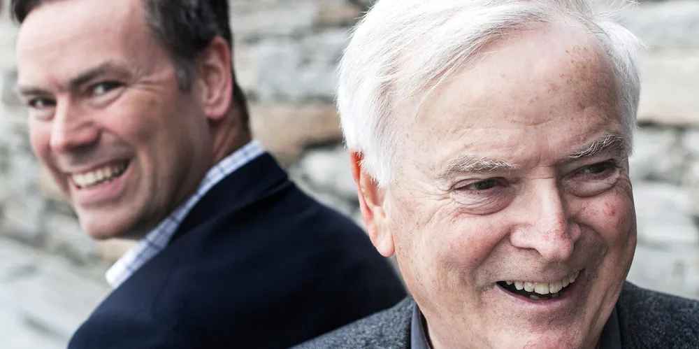 Per Saevik (right) and his family is sharing ownership of Fjord1 with Vision Ridge Partners. On the left is his son, Havila Shipping chief executive Njal Saevik.