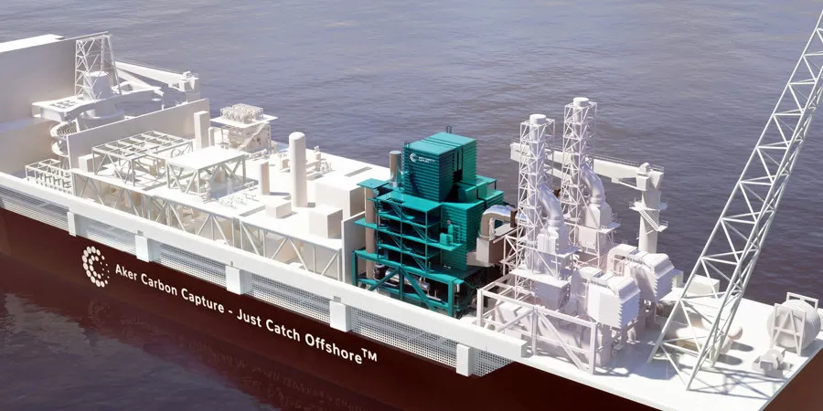 A rendering of Aker Carbon Capture’s modular technology Just Catch Offshore CCS system.