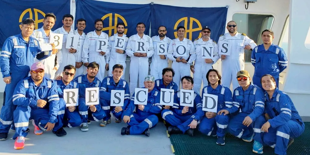 Seaways Sabine crew rescued 31 people on board a life raft.