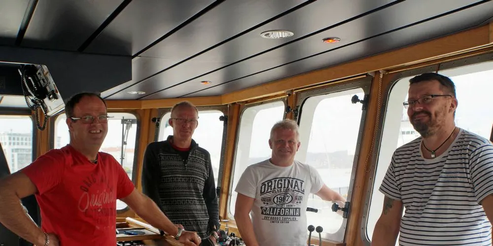 MUNTERT MANNSKAP: fra venstre Ove Dalsbø Hansen (50), Tore Novik (53), Steve Torgersen (49) og Stig Bordevik (43).Foto: INGER-MARIE HØYLAND