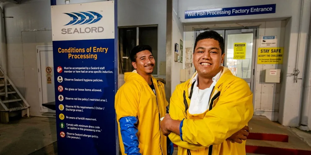 Ricky Smith and Sage Toilalo, from Samoa are the first two workers to join Sealord’s wetfish factory as part of the New Zealand government’s overseas seafood process worker scheme. The remaining workers from Samoa join Sealord in January.