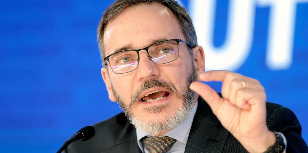 French economist Pierre-Olivier Gourinchas at this week’s world economic outlook news conference during the annual meetings of the IMF and World Bank in Washington DC, US.