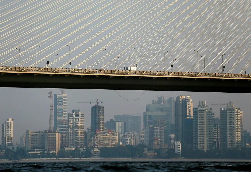 Priority: a truck on the Bandra-Worli sea link over the Arabian Sea in Mumbai, India