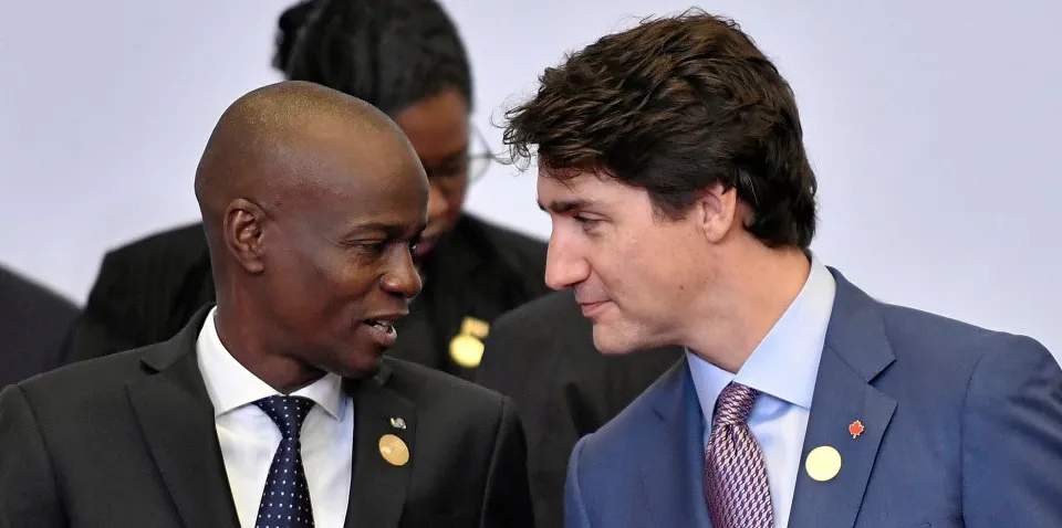 Haitian President Jovenel Moise with Canadian Prime Minister Justin Trudeau in 2018. The Moise government is being sued by a former contractor in US courts.