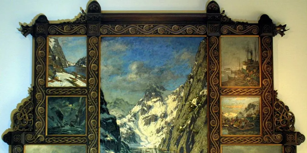 TROLLFJORDSLAGET: Kunstmaleren Gunnar Berg (1863-1893) står bak det kjente maleriet «Trollfjordslaget» som befinner seg på Galleri Berg i Solvær.Arkivfoto: Thor NIelsen