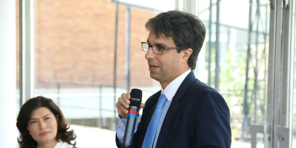Luiz Barroso, the new president of Brazil’s energy planning authority (EPE), speaking at a Recharge Thought Leaders event in Rio last year, watched by Elbia Silva Gannoum, the head of Brazil's wind-energy asssociation, ABEEólica