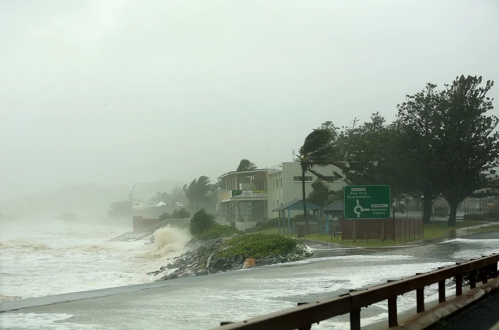 Stormy weather: winds and waves hit the coastal town of Yeppoon in north Queensland after Tropical Cyclone Marcia made landfall.