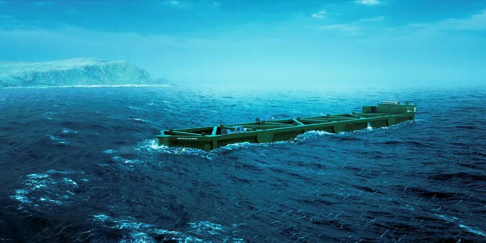 BYGGES I KINA: Slik vil den nye havfarmen se ut i storm. Den skal nå bygges i Kina.Foto: Nordlaks