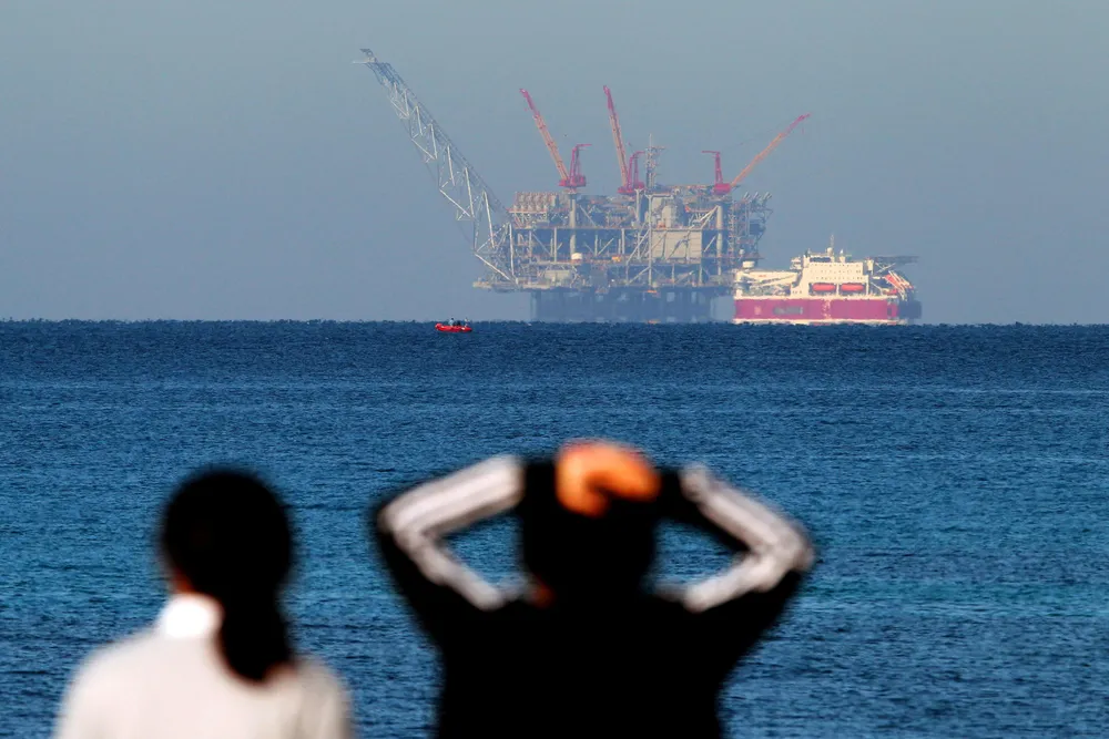 Looking for more: a view of the Leviathan platform from Israel's northern coastal city of Caesarea