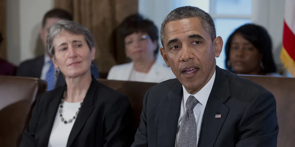 Interior Secretary Sally Jewell with President Barack Obama.