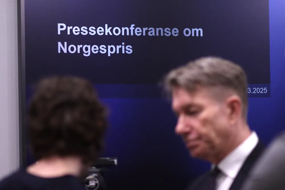 Energiminister Terje Aasland under en pressekonferanse om Norgespris 10. mars 2025.