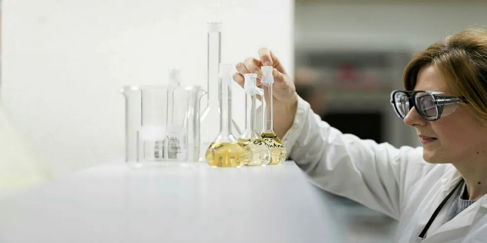 A fuel test being carried our in a laboratory.