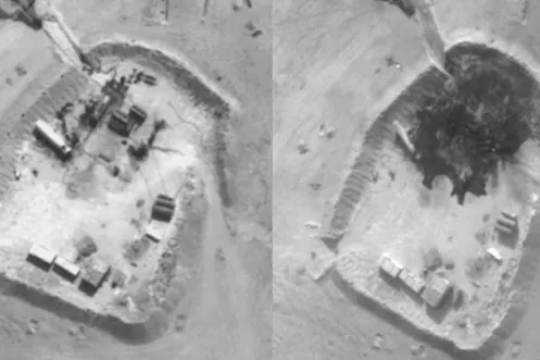 Before and after: Bombing of the Jeribe refinery