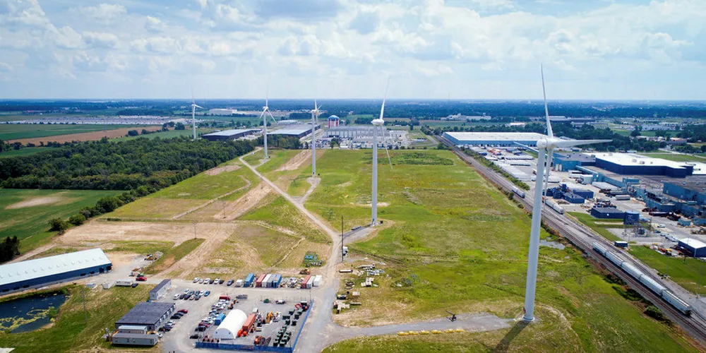 Goldwind turbines at a Whirlpool facility in Ohio. Photo - One Energy Enterprises