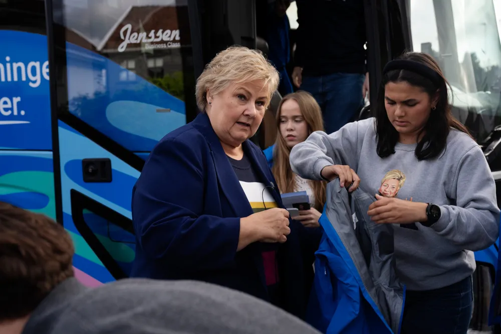 Erna Solberg (H) brukte en av valgkampens siste dager på å overbevise velgere i Stavanger og Sandnes.