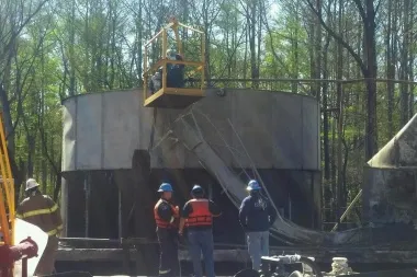 Oil removal: At Berry Lake platform