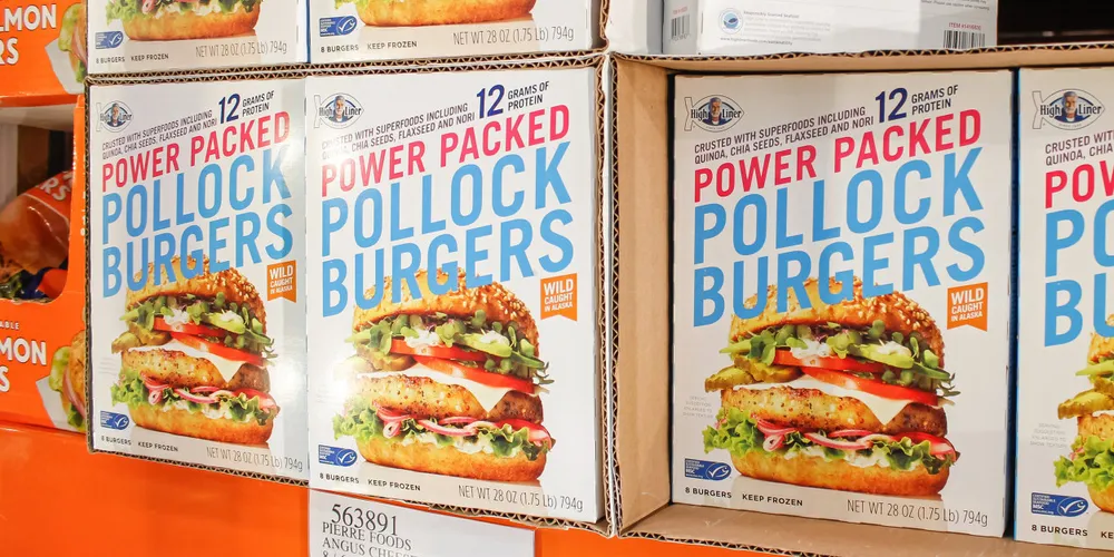 High Liner Foods' Alaska pollock burgers. Despite a decline in overall pollock consumption, US-caught product took a higher share of the market.