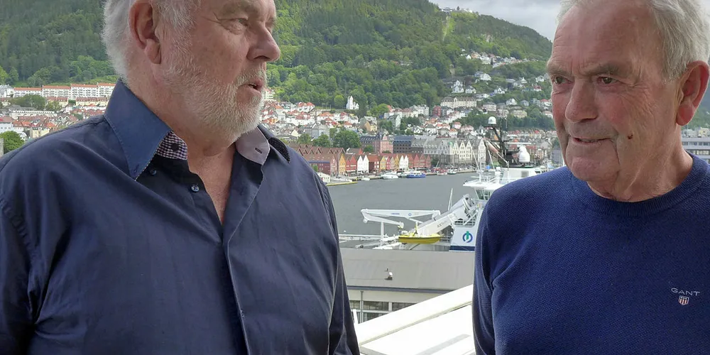 VIL HEVE UBÅTEN: Eier av Unitech Bernt Hellesøe og Jan Gerhard Jæger, pensjonert admiral og tidligere ubåtinspektør har klekket ut en plan for U-864.