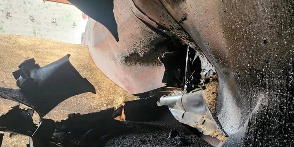 Russian missile damage on the 6,273-dwt cargo ship Paresa (built 1992) in Yuzhny.