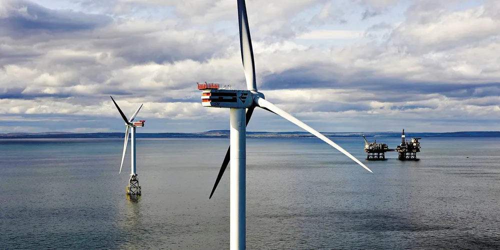 The 10MW Beatrice demonstration offshore wind farm off Scotland, an early oil industry dip into the green segment. The fossil-fuels sector is now planning multi-gigawatt offshore wind projects