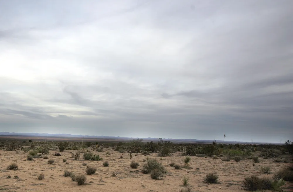Desert drillsite: Workers drilling in remote area near Texas-Mexico border
