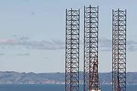 On the move: the Ensco 56 jack-up rig departs Pohokura in New Zealand