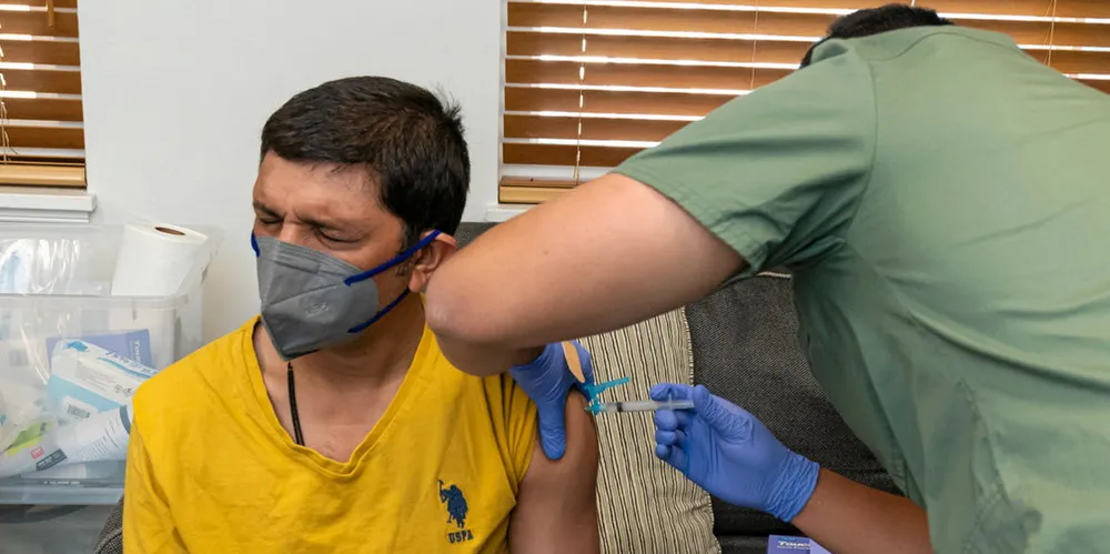 Crew members have been receiving Covid-19 vaccinations at the International Seafarers' Center at the Port of Long Beach in the US.