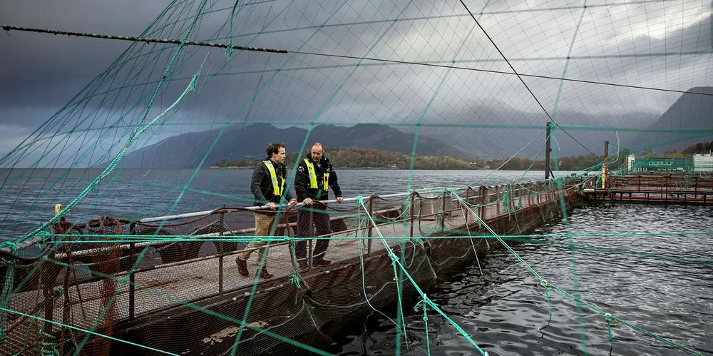 Erlend Eide (left) and Trygve Samnøy. The NFD opposed the Directorate of Fisheries' arguments that Salmon Zero was a continuation of pre-existing technology, but rather that the project as a whole would involve the development of new technology.