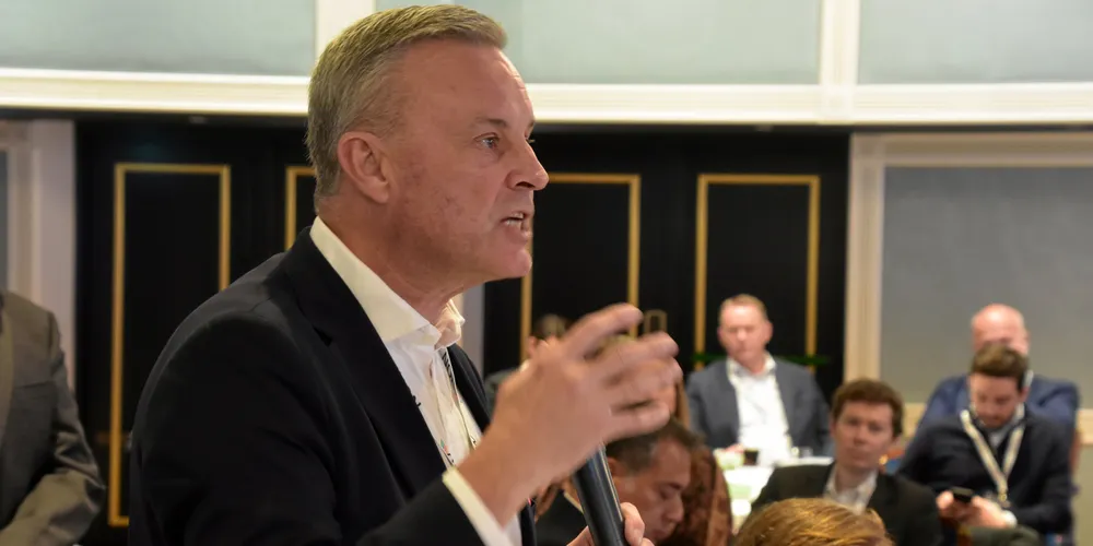 Tore Forsmo of the Swedish Club speaks at the Marine Insurance Nordics conference in Oslo. Protection and indemnity clubs are struggling with the question of signing onto the Poseidon Principles for Marine Insurance.