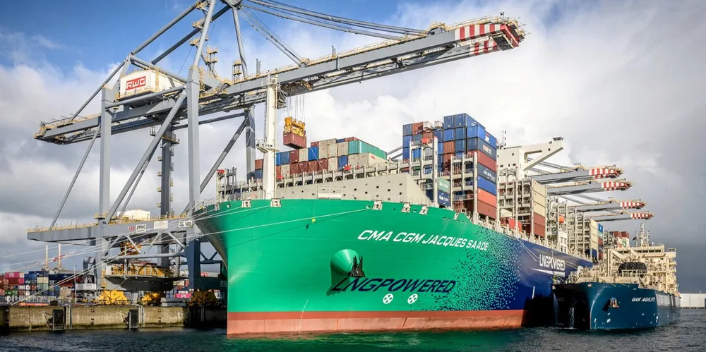 Finally -- the world's largest LNG-fuelled containership meets its purpose-built counterpart LNG bunker vessel in the Port of Rotterdam for a first pioneering transfer of fuel.