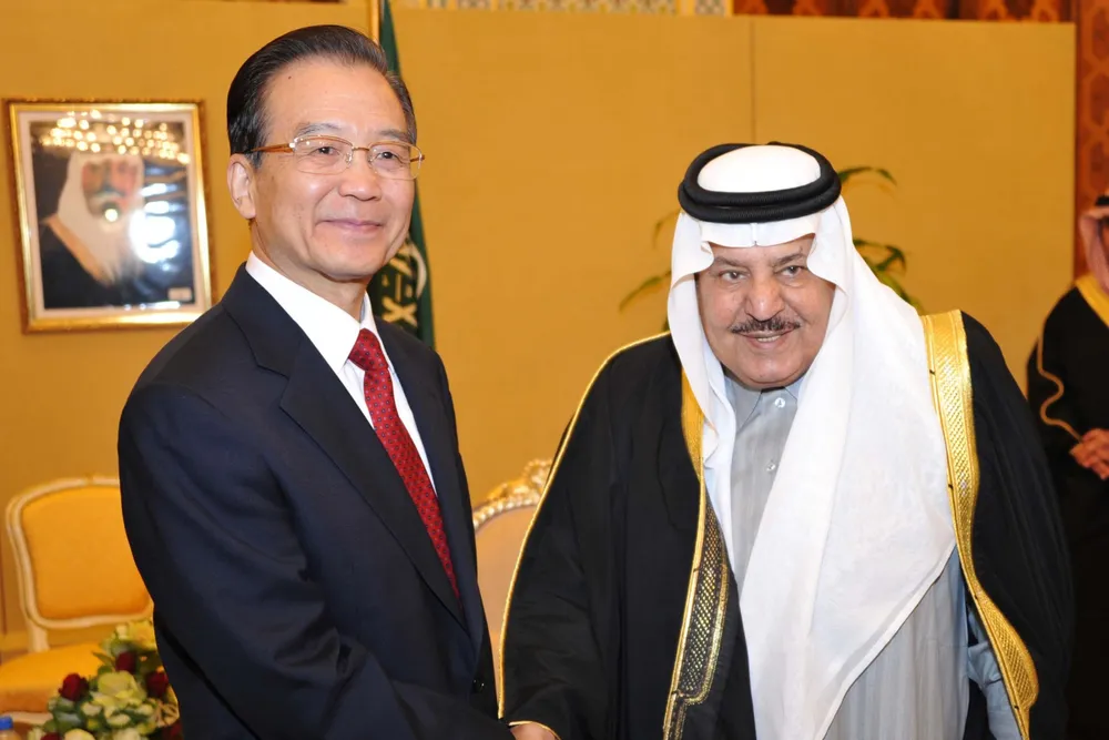 Working together: Chinese President Wen Jiabao met with Saudi crown prince Nayef bin Abdel-Aziz, right, on Saturday.