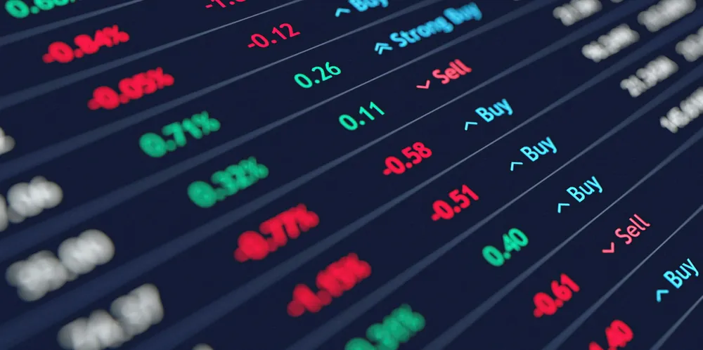 Stock market buy-sell activity.